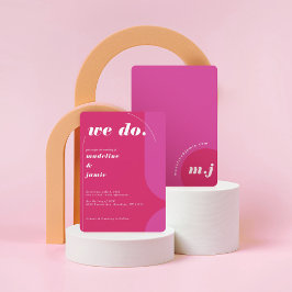 Wir tun moderne, kühne rosa Magenta Retro Abstrakt Einladung