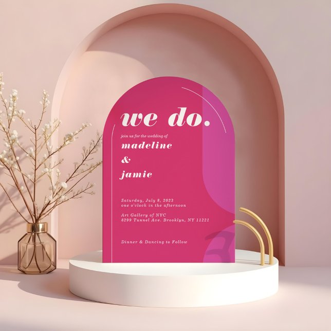 Wir tun moderne, kühne rosa Magenta Retro Abstrakt Einladung (We Do Modern Bold Pink Magenta Retro Abstract Invitation)