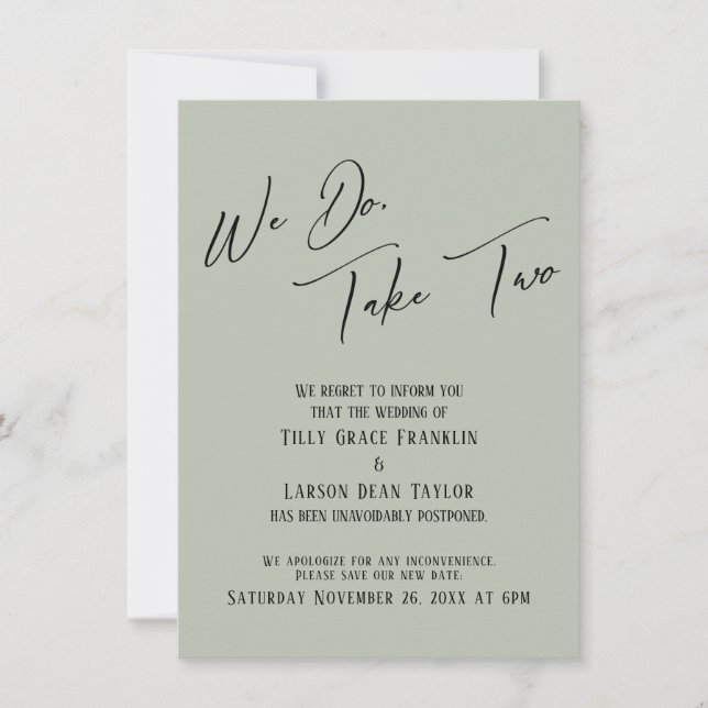 Wir tun, nehmen wir zwei: Verzögerte Hochzeitssage Einladung (Vorderseite)