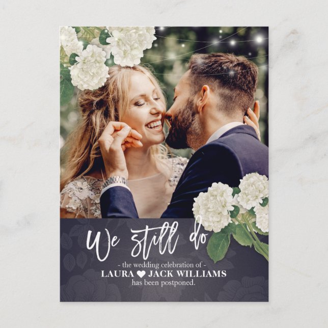 Wir tun noch Hochzeitspause Umschultes Foto Ankündigungspostkarte (Vorderseite)