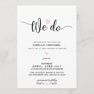 Wir tun rosa Herz Hochzeit Einladung