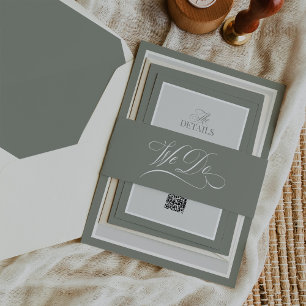 Wir tun Sage Green Calligraphy Luxe Wedding Einladungsbanderole
