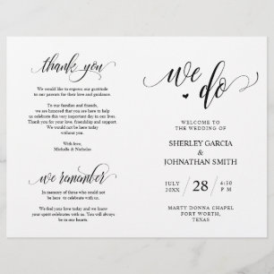 Wir tun, Schwarz, klappbares Hochzeitsprogramm