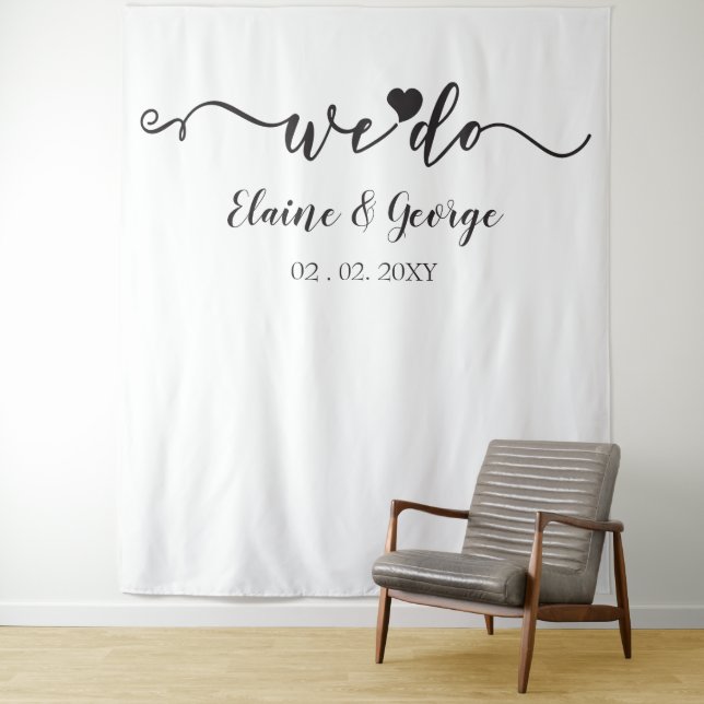 Wir tun Script Heart Wedding Foto Prop Hintergrund Wandteppich (Beispiel)