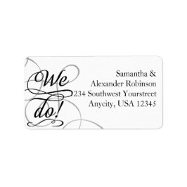 Wir tun, Wirble Schwarz-Weiß-Hochzeit Adressaufkleber