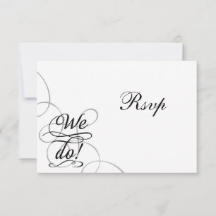 Wir tun, Wirble Schwarz-Weiß-Hochzeit RSVP-Karte Einladung