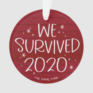 Wir überlebten 2020 Funny Covid Weihnachten Rotes Ornament