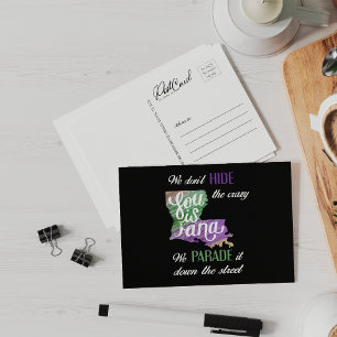 Wir verbergen keinen verrückten Mardi Gras Parade  Postkarte