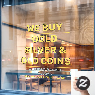 Wir verkaufen Gold Silber Edelmetalle Shop anpasse Fensteraufkleber