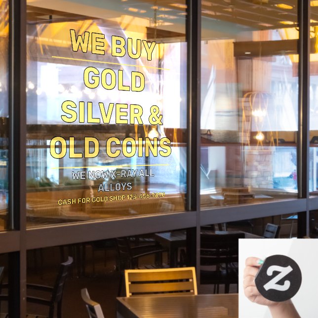Wir verkaufen Gold Silver Wertvoll Metals Shop nac Fensteraufkleber (Restaurantfenster)