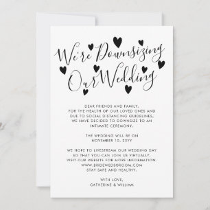 Wir verkleinern unsere Hochzeit Änderung der Pläne Ankündigung