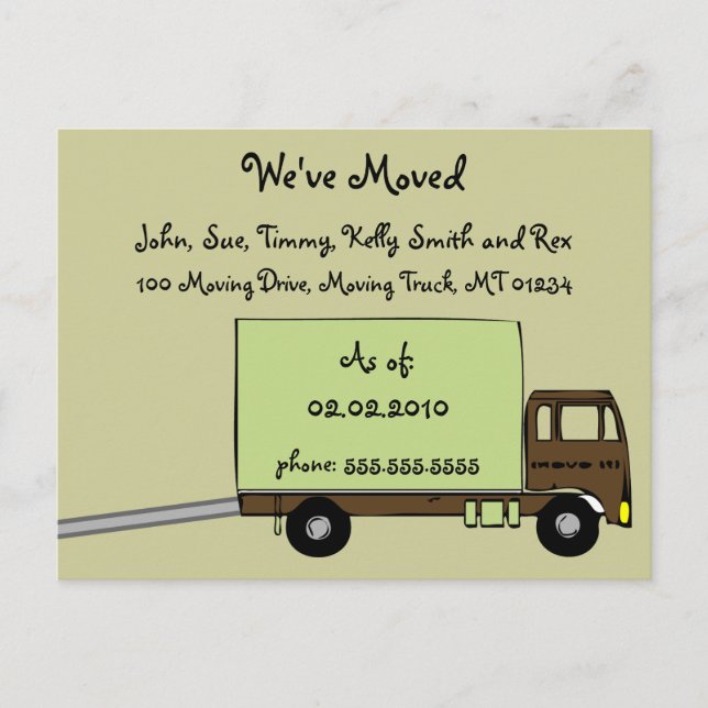 Wir verschieben Ankündigungen Postkarten (Vorderseite)