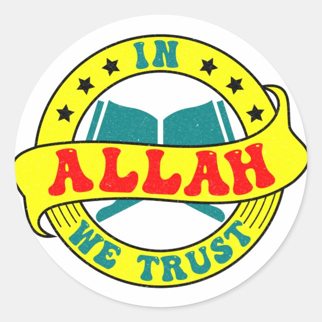 Wir vertrauen Allah Runder Aufkleber (Vorderseite)