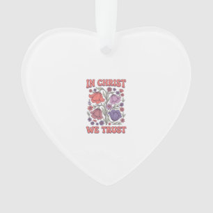 Wir vertrauen auf Christus Florales christliches V Ornament