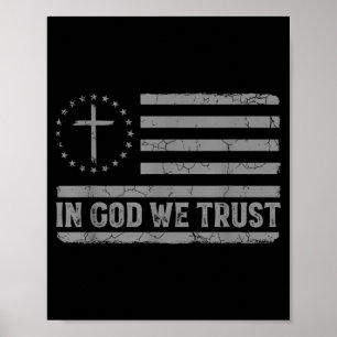Wir vertrauen auf Gott Jesus Kreuz USA-Flagge Reli Poster