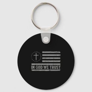 Wir vertrauen auf Gott Jesus Kreuz USA-Flagge reli Schlüsselanhänger