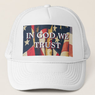 Wir vertrauen der US-Flagge White Truckerkappe
