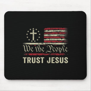 Wir vertrauen Jesus - die US-Flagge Christlich Pat Mousepad