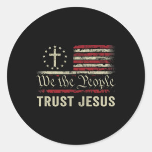 Wir vertrauen Jesus - die US-Flagge Christlich Pat Runder Aufkleber