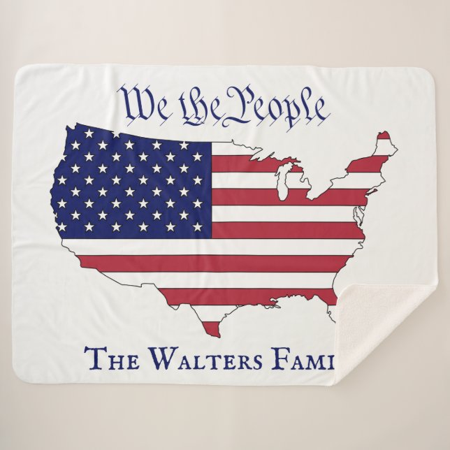 Wir von People USA Stars & Stripes Map Familiennam Sherpadecke (Vorderseite (Horizontal))