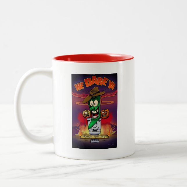 Wir wagen Ya - Hot Pepper Sauce Novelty Coffee Tas Zweifarbige Tasse (Links)