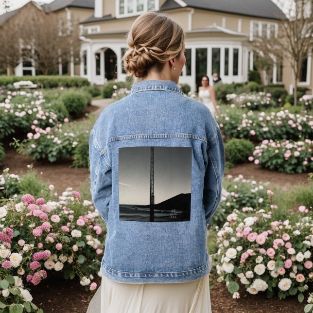 Wir waren hier Text Frauen Denim Jacke (Hochzeit Rückseite)