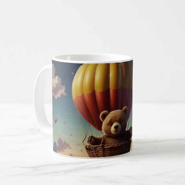 Wir warten schon! Braun-Baby-Duschbär Kaffeetasse (Vorderseite Links)