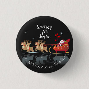 Wir Wartete für Santa Ho! Ho! Ho! Winterurlaub Button