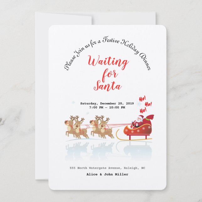 Wir Wartete für Santa Ho! Ho! Ho! Winterurlaub Einladung (Vorderseite)