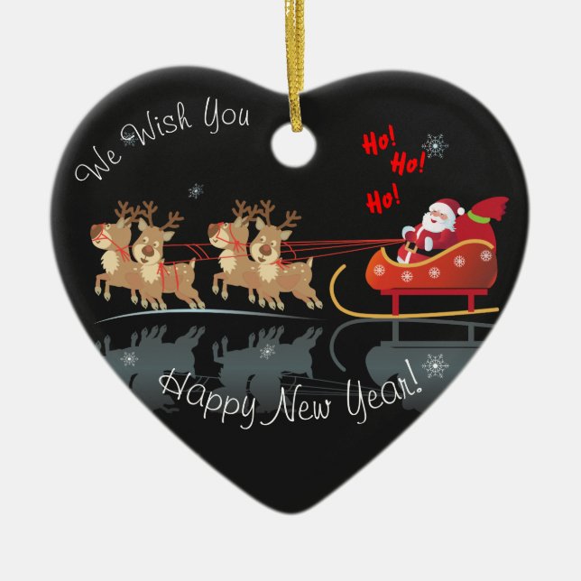 Wir Wartete für Santa Ho! Ho! Ho! Winterurlaub Keramik Ornament (Vorne)