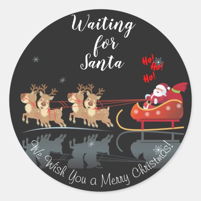 Wir Wartete für Santa Ho! Ho! Ho! Winterurlaub Runder Aufkleber (Vorderseite)
