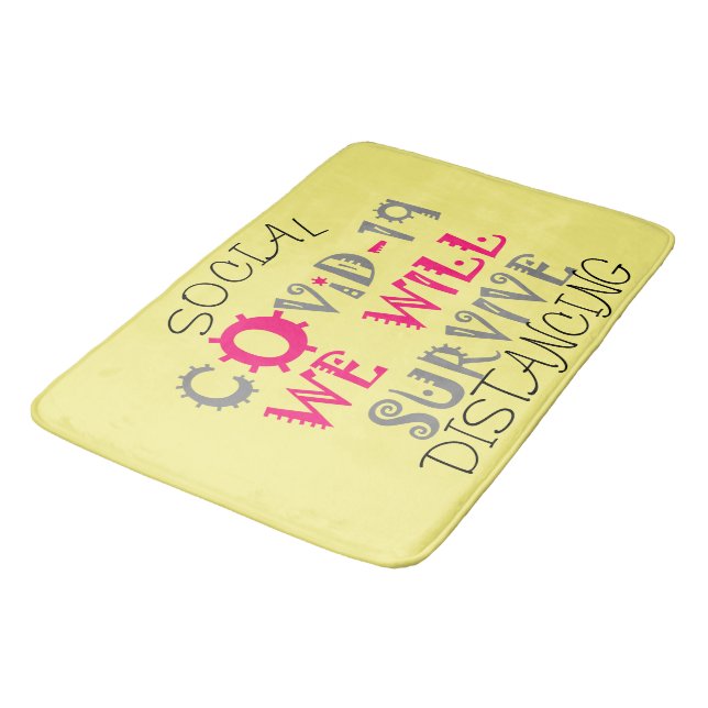 Wir werden COVID-19 überleben - Stärke und Widerst Badematte (Schrägansicht)