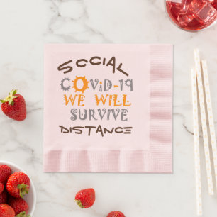Wir werden COVID-19 überleben - Stärke und Widerst Serviette
