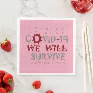 Wir werden COVID-19 überleben - Stärke und Widerst Serviette