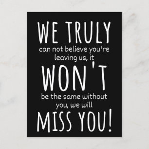 wir werden dich nicht vermissen postkarte