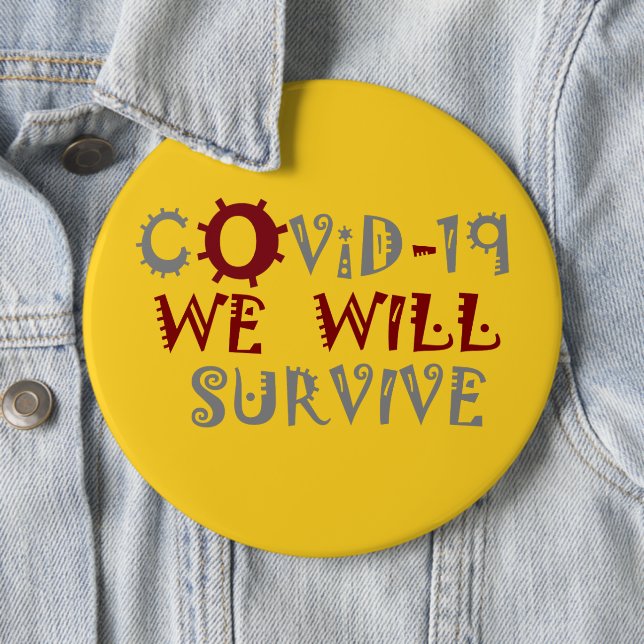 Wir werden die COVID-19-Virus-Pandemie von Corona  Button (Beispiel)