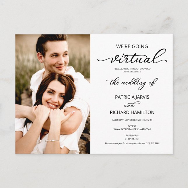 Wir werden Virtual Wedding Foto Einladung Postc Postkarte (Vorderseite)