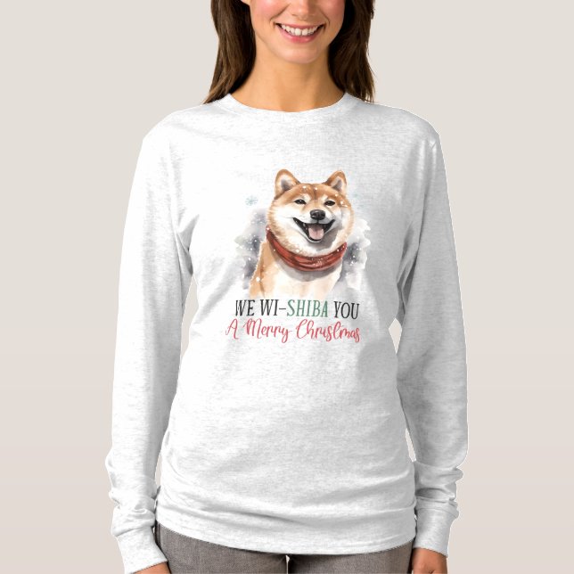 Wir Wi-Shiba Sie ein frohes Weihnachtsfest T-Shirt (Vorderseite)