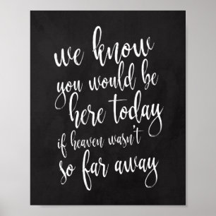 Wir wissen, dass du heute hier sein würdest 8x10 M Poster