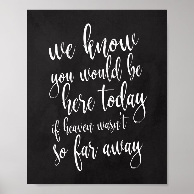 Wir wissen, dass du heute hier sein würdest 8x10 M Poster (Vorne)
