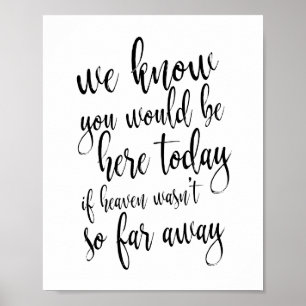 Wir wissen, dass du heute hier wärst 8x10 Gedenkta Poster
