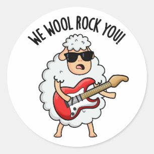 Wir Wolle Rocken Euch Lustiges Schaf Wortspiel Runder Aufkleber