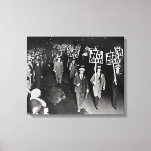 Wir wollen Bier! Prohibitionsprotest, 1931. Vintag Leinwanddruck