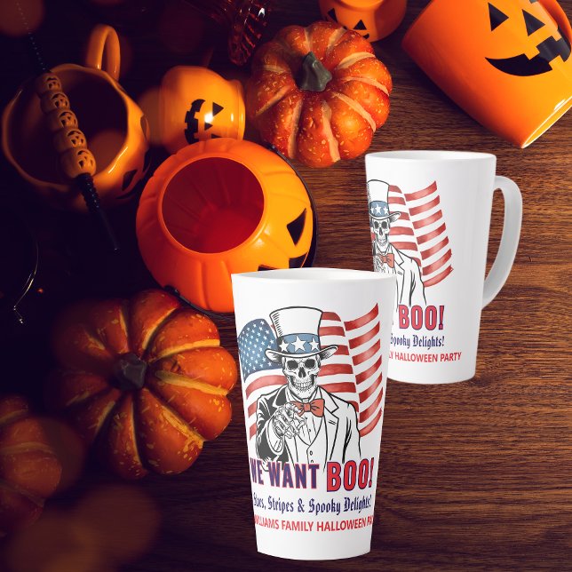 Wir Wollte Boo Patriotic Halloween Skeleton Uncle  Milchtasse (Uncle Sam Skeleton We Want BOO Funny Halloween Party Birthday Coffee Lover Gift )