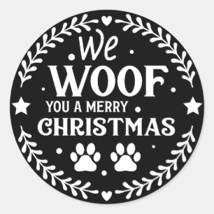 Wir woof you a fröhliche Christmas Runder Aufkleber
