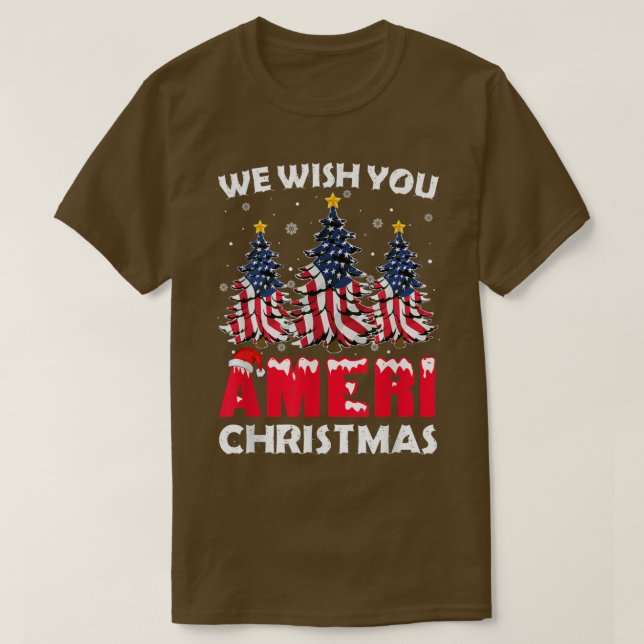 Wir wünschen dir Ameri Weihnachten Funny Frohe Wei T-Shirt (Design vorne)
