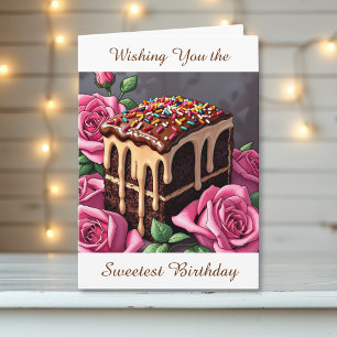 Wir wünschen dir den süßesten Geburtstag Kuchen Karte