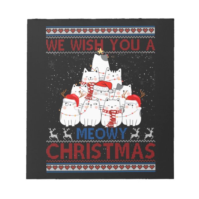 Wir wünschen dir ein gemütliches Weihnachtskätzche Notizblock (Vorderseite)