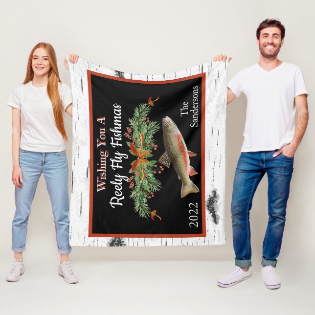 Wir wünschen Euch ein wirklich fliegendes Fischfil Fleecedecke (Beispiel)