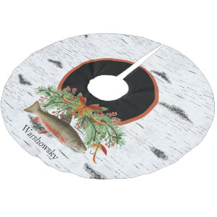 Wir wünschen Euch ein wirklich fliegendes Fischfil Polyester Weihnachtsbaumdecke
